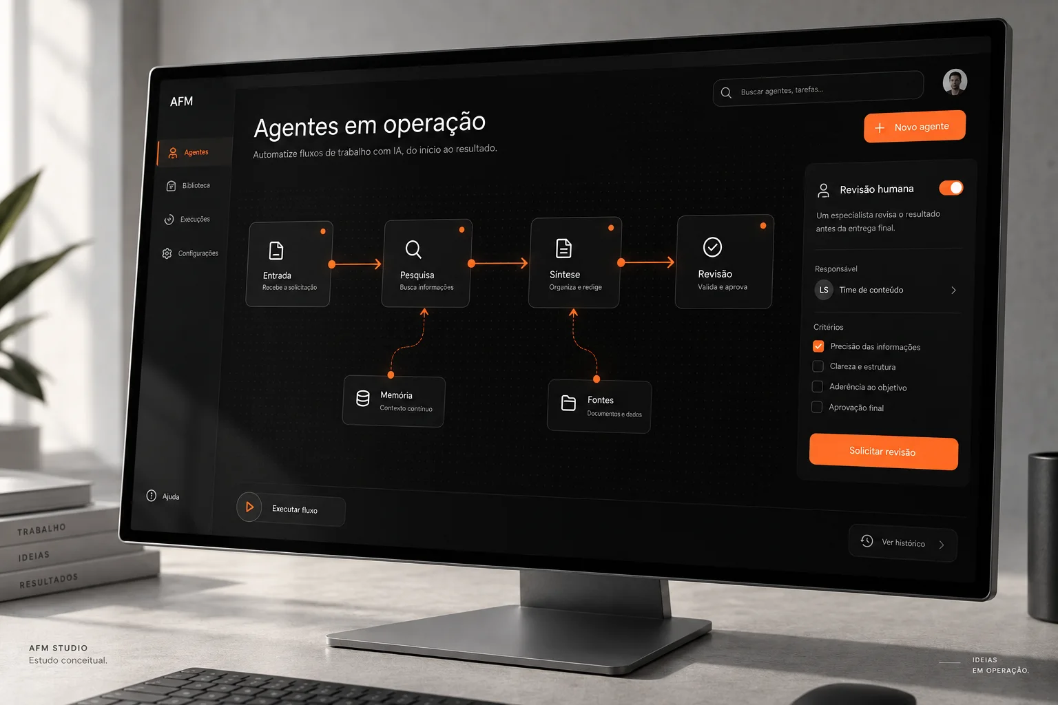 Fluxos de agentes de IA — estudo conceitual