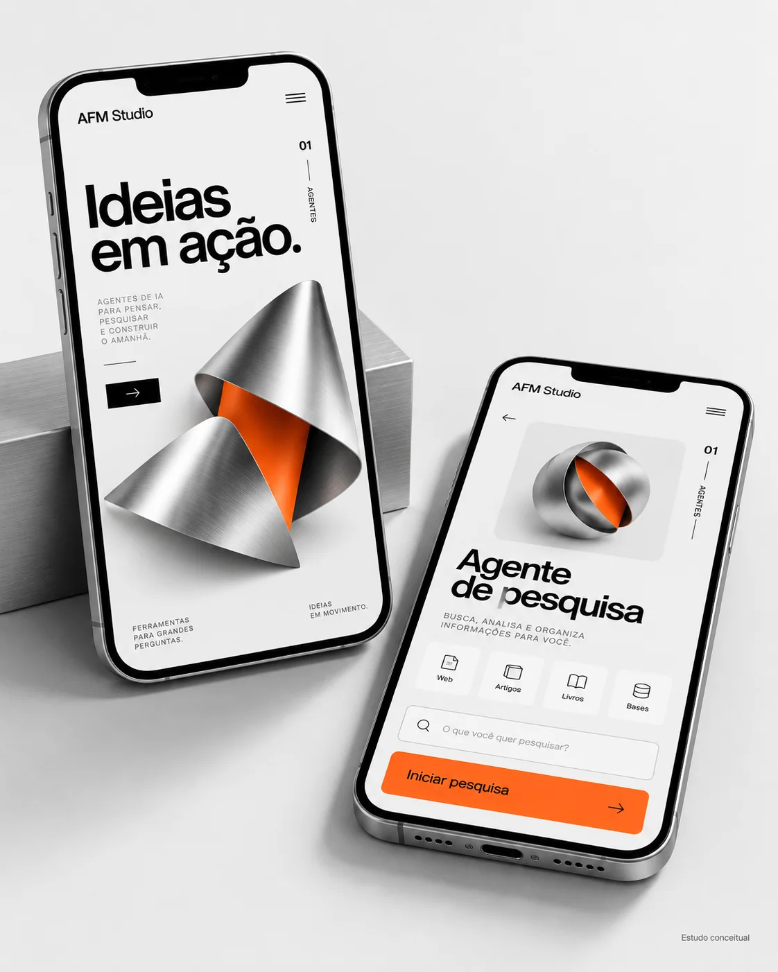 Agente de pesquisa — experiência mobile — estudo conceitual
